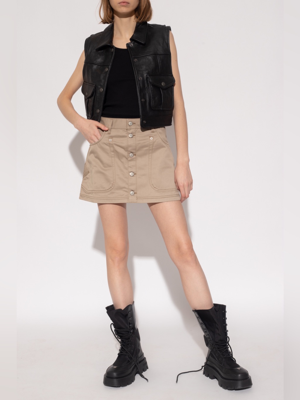 Diesel Beige Short Skirt With Pockets